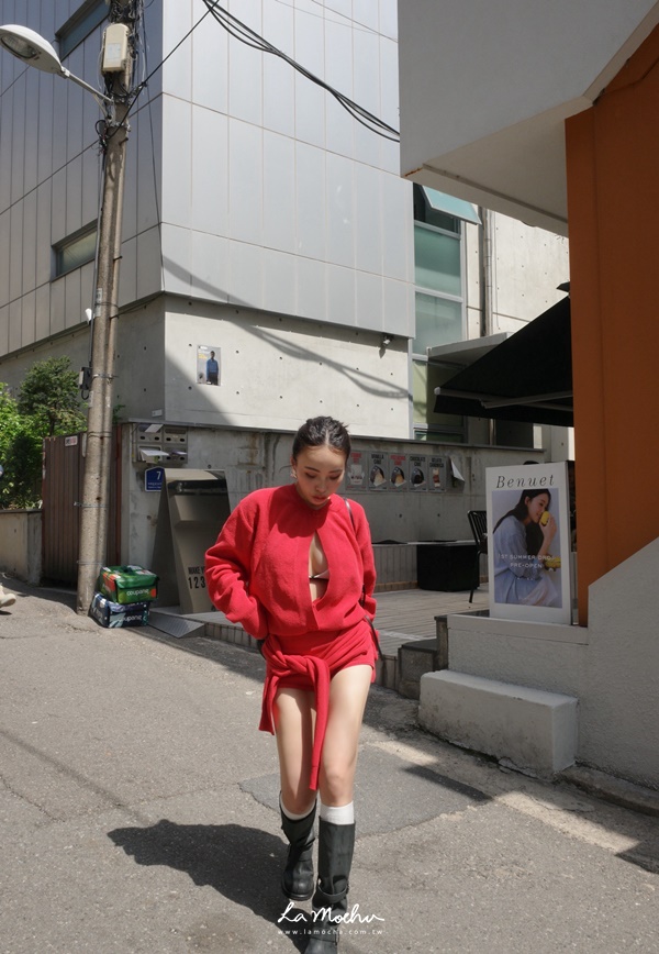 綁帶設計針織短褲